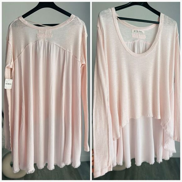 NWT We The Free People Long Sleeve Boho Oversized Top Small Pink - Picture 3 of 3